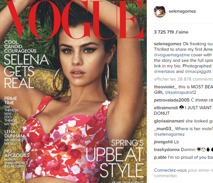 Selena Gomez dans Vogue