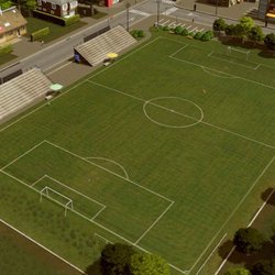 Un terrain de foot créé avec Cities Skylines