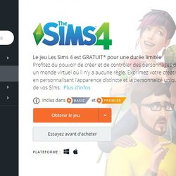 Page pour télécharger le jeu Les Sims 4 gratuit sur PC
