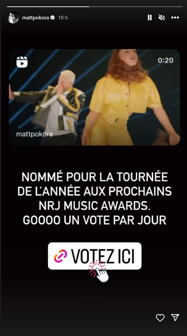 Matt Pokora réagit à sa nomination aux NMA