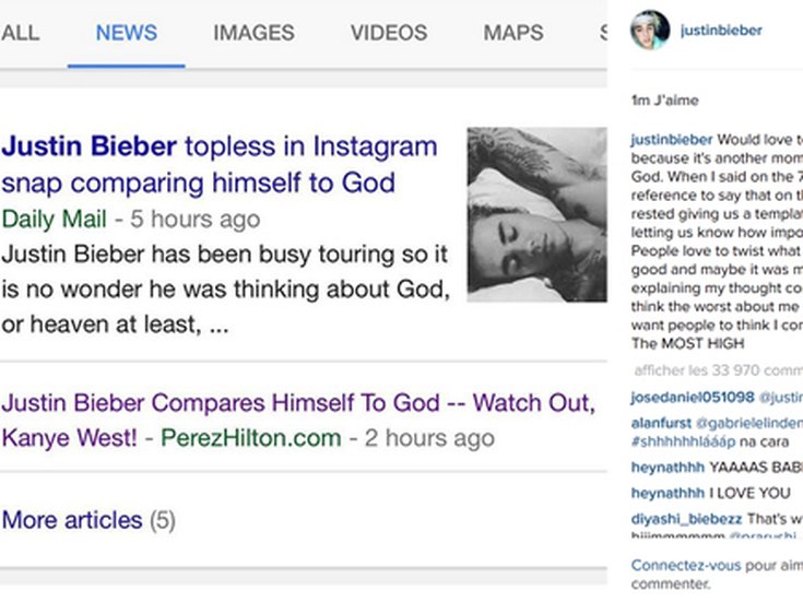 Justin Bieber : non, il ne se prend pas pour Dieu!