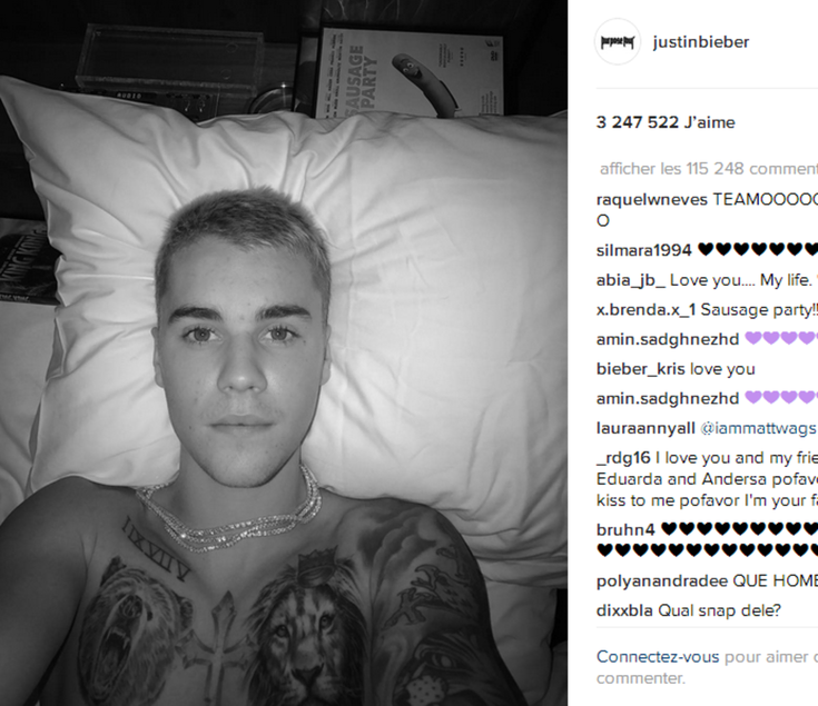 Justin Bieber nouveau tatouage