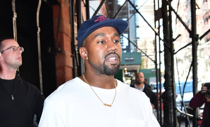 Kanye West leaving a hotel in Soho