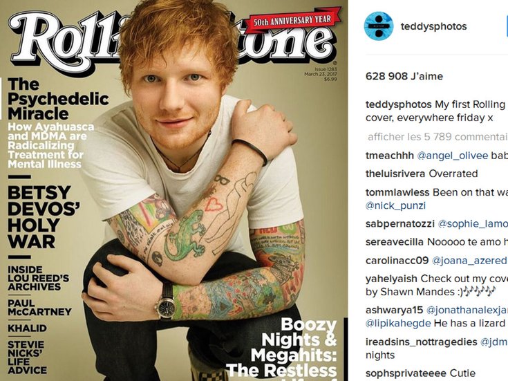 Ed Sheeran en couverture de Rolling Stones