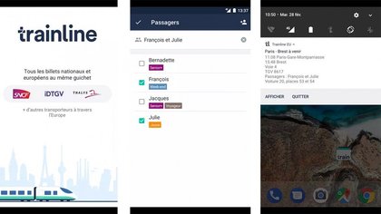 L'application Trainline sur smartphone