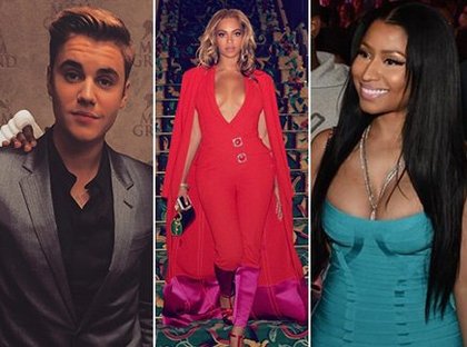 Justin Bieber, Beyoncé et Nicki Minaj