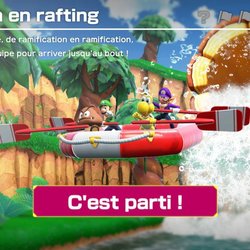 Le mode Excursion en rafting. Deux joueurs prennent le côté gauche, les deux autres le côté droit.
