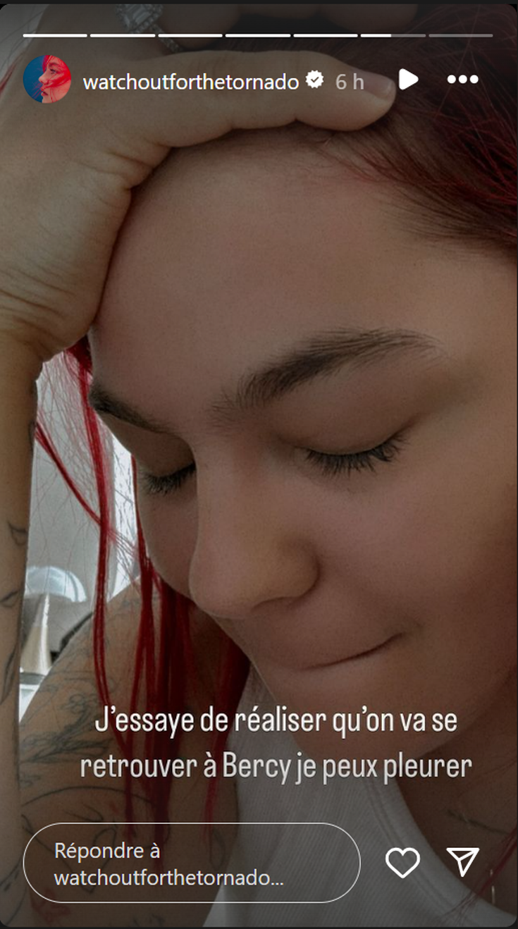 Louane en Story Instagram partage sa fierté de chanter à l'Accor Arena