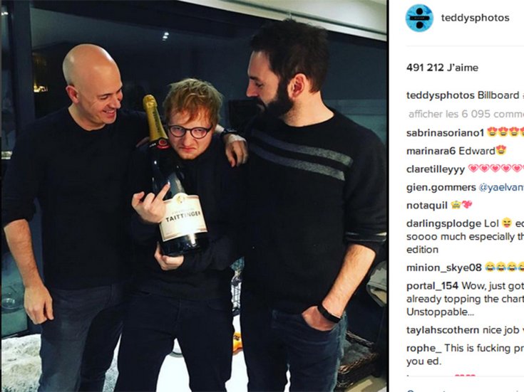 Ed Sheeran fête sa première place au Billboard hot 100