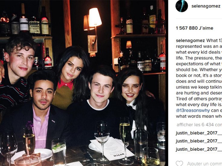 Selena Gomez avec le casting de 13 reason why