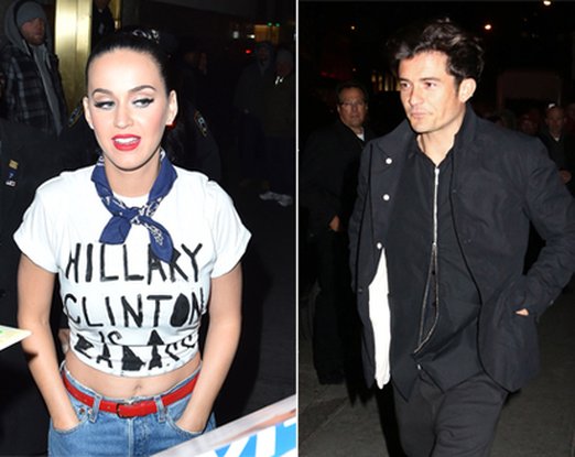 Katy Perry et Orlando Bloom lors d'un concert de soutien à Hillary Clinton