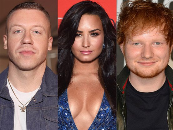 Macklemore, Ed Sheeran et Demi Lovato