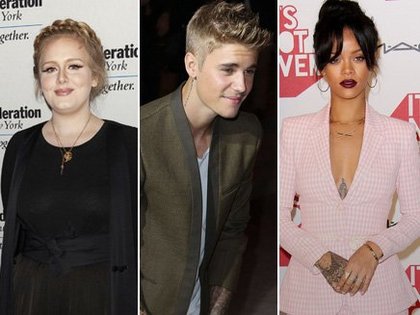 Adele, Rihanna et Justin Bieber