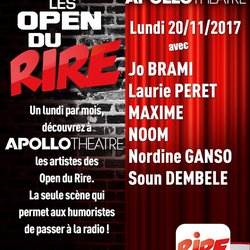 Open du rire du 20 novembre 2017 Jo Brami, Laurie Peret,  Maxime, Noom, Nordine Ganso, Soun Dembele