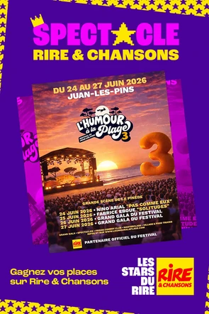 Jeu concours - Festival L'Humour à la plage - 3ème édition du 24 juin 2026 au 27 juin 2026 à Juan-les-Pins  - Invitations à gagner pour plusieurs spectacles -