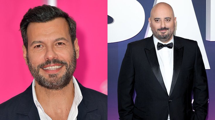 Laurent Laffitte à l'International Festival Cannes séries à Cannes et Jérôme Commandeur à la cérémonie des Césars 2023 à Paris