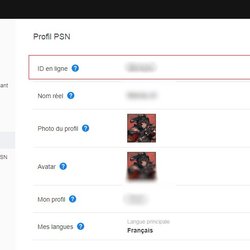 Page pour modifier son ID PSN sur un navigateur web (via le PS Store)