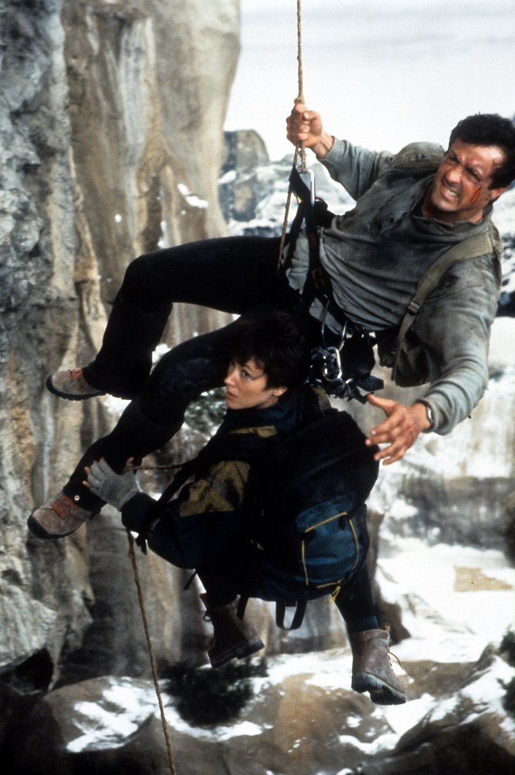 Sylvester Stallone et Janine Turner, scene "Cliffhanger", 1993
