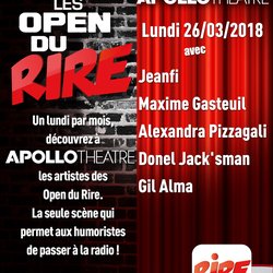 open du rire 26 mars 2018 Jeanfi, Maxime Gasteuil,  Alexandra Pizzagali , Donel Jack'sman, Gil Alma