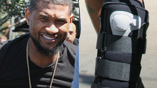 Usher : en béquilles, il garde le sourire!
