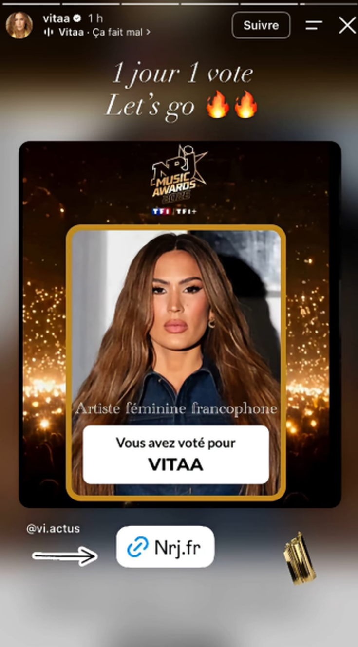 Vitaa appelle ses fans à voter pour les NMA 2026