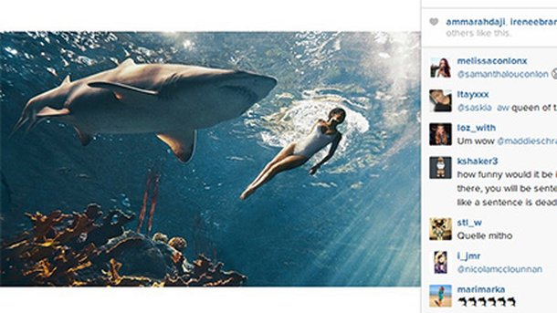Rihanna nage avec les requins!