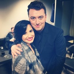 Demi Lovato: This guy is unbelievably sweet and incredibly talented... he told me he had been listening to Unbroken all day the day he found out about all 4 Grammy nods.. So rad. So good to see you @samsmithworld