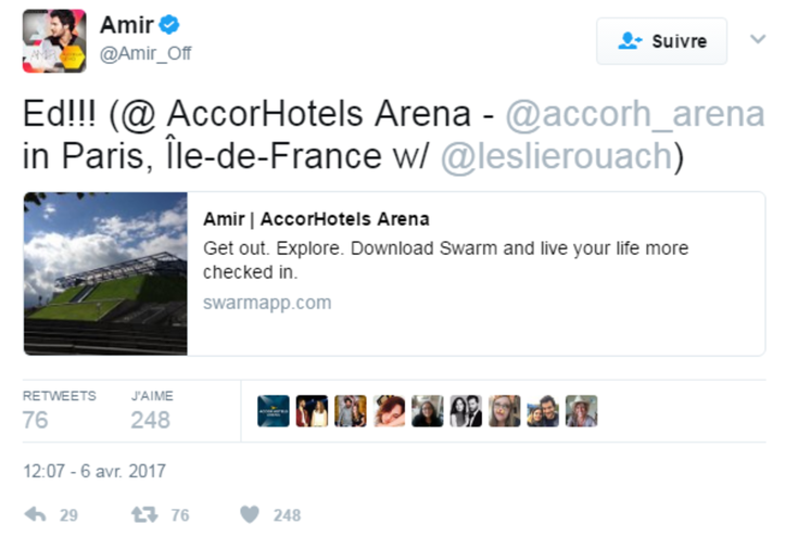 Amir au concert d'Ed Sheeran