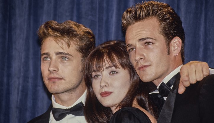 Shannen Doherty, Jason Priestley et Luke Perry, Primetime Emmy Awards, août 1991