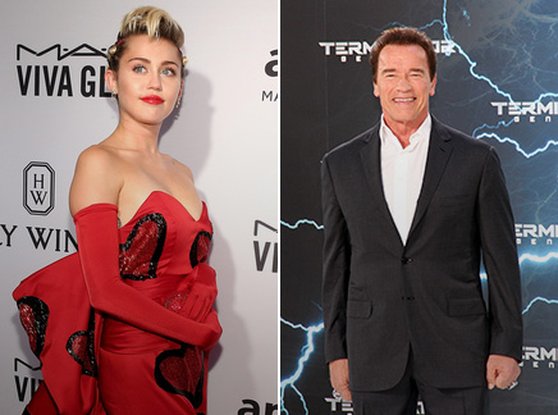Miley Cyrus et Arnold Schwarzenegger