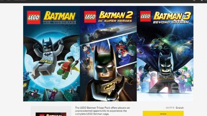 LEGO Batman Trilogy gratuit sur l'Epic Games Store