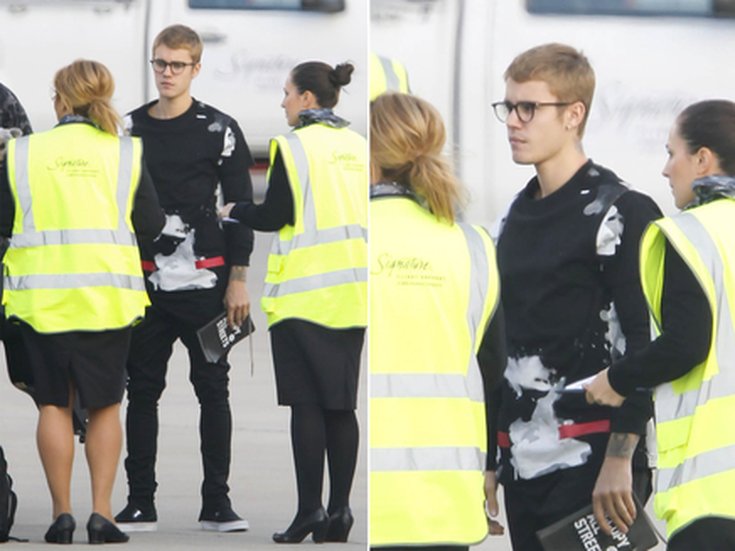 Justin Bieber à l'aéroport de Luton