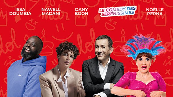 Mercredi 11 et jeudi 12 mars de 20h à 21h sur Rire & Chansons : Soirée spéciale 20 ans des Sérénissimes de l’Humour.