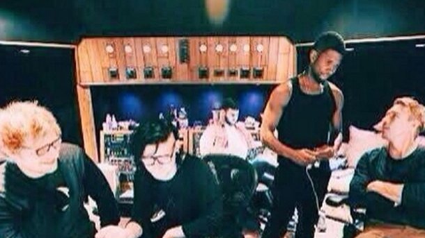 Usher en studio avec Ed Sheeran, Diplo et Skrillex