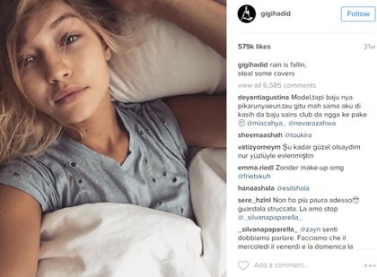 No make-up selfie - Gigi Hadid
