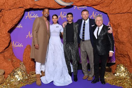 Will Smith, Naomi Scott , Mena Massoud, Guy Ritchie et Alan Menken - Avant-première "Aladdin"