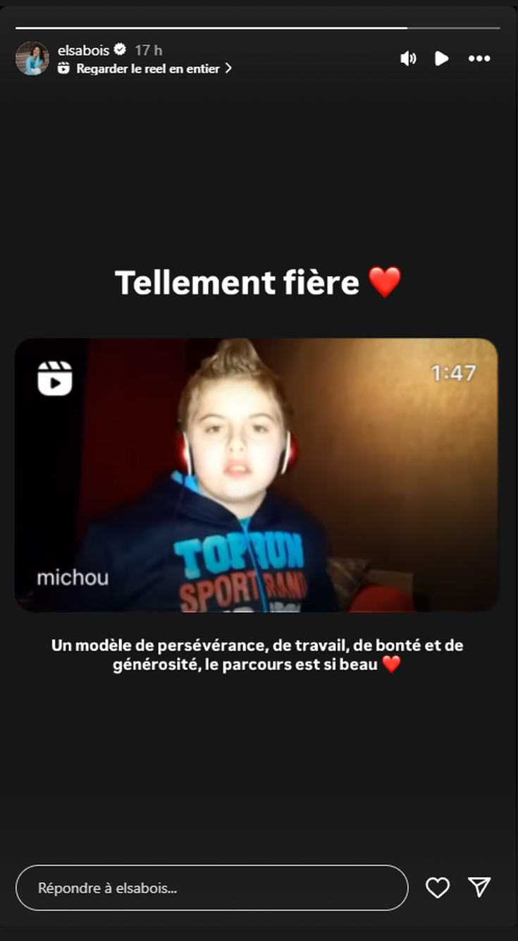 Capture d'écran de la Story Instagram d'Elsa Bois du 9 septembre 2024