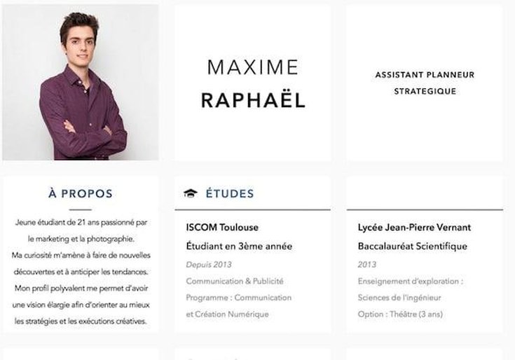 Le CV découpé sur Instagram