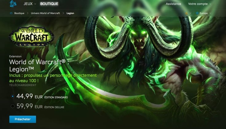 Les prix de l'extension World of Warcraft Legion