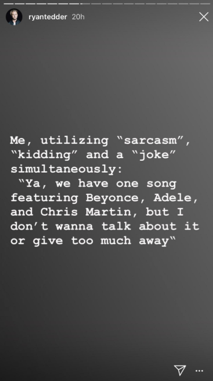 Ryan Tedder - Story Instagram