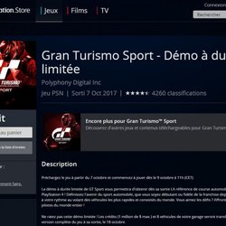 La démo Gran Turismo Sport sur le PlayStation Store