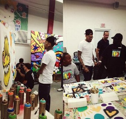 Chris Brown : 10 heures à peindre pour mon meilleur pote et son oeuvre caritative aujourd'hui à Miami:)