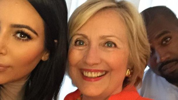 Kanye West et Kim Kardashian : un selfie avec Hillary Clinton!