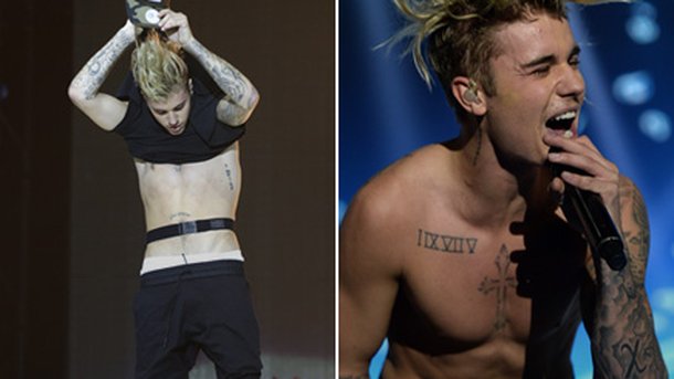 Justin Bieber: torse-nu sur scène!