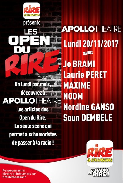 Open du rire du 20 novembre 2017 Jo Brami, Laurie Peret,  Maxime, Noom, Nordine Ganso, Soun Dembele