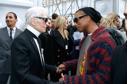 Pharrell Williams et Karl Lagerfeld au défilé Chanel