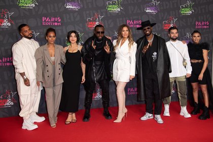 Slimane, Amel Bent, Camelia Jordana, Gims, Vitaa, Dadju, Kenji Girac and Imen ES - Tapis Rouge NRJ Music Awards Paris Edition
