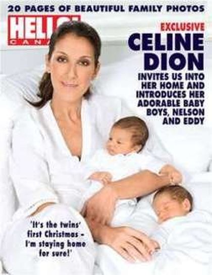 Céline Dion en couverture de Hello Magazine avec ses jumeaux