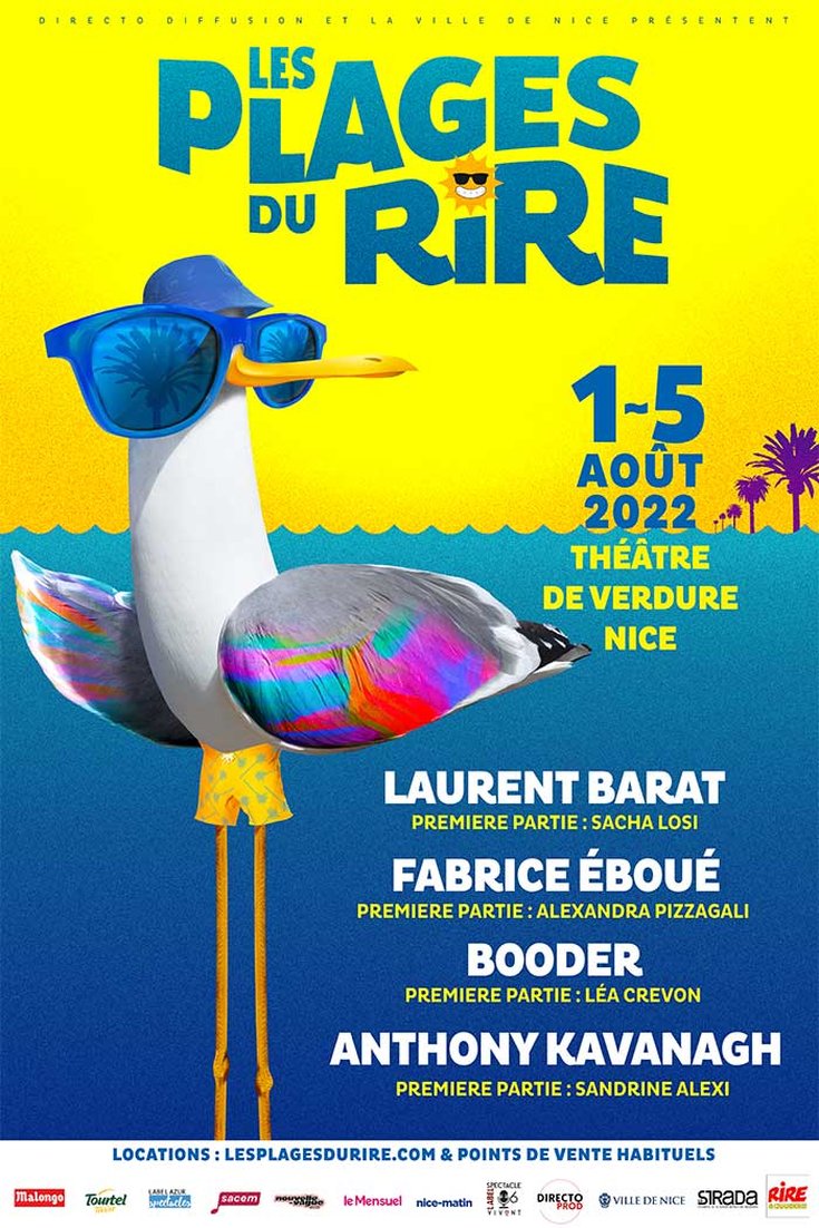 affiche - Les plages du rire 2022 - du 1er au 5-08-2022 - Nice Théâtre de Verdure