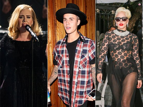 Adele, Justin Bieber et Lady Gaga 